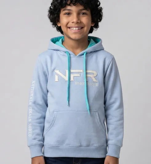 Moletom Infantil NFR American Style com Capuz – Azul Claro