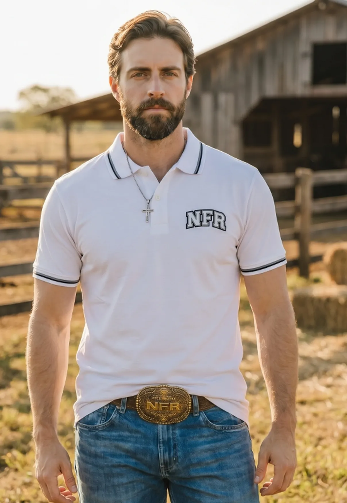 Polo Masculina NFR Classic – Branca