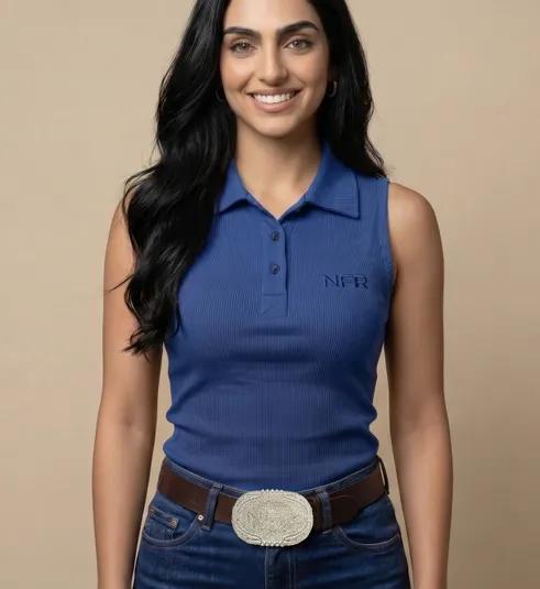 Regata Gola Polo Feminina NFR Azul