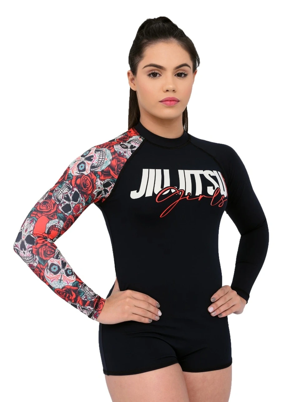 Body Feminino Jiu-Jitsu Red Skull