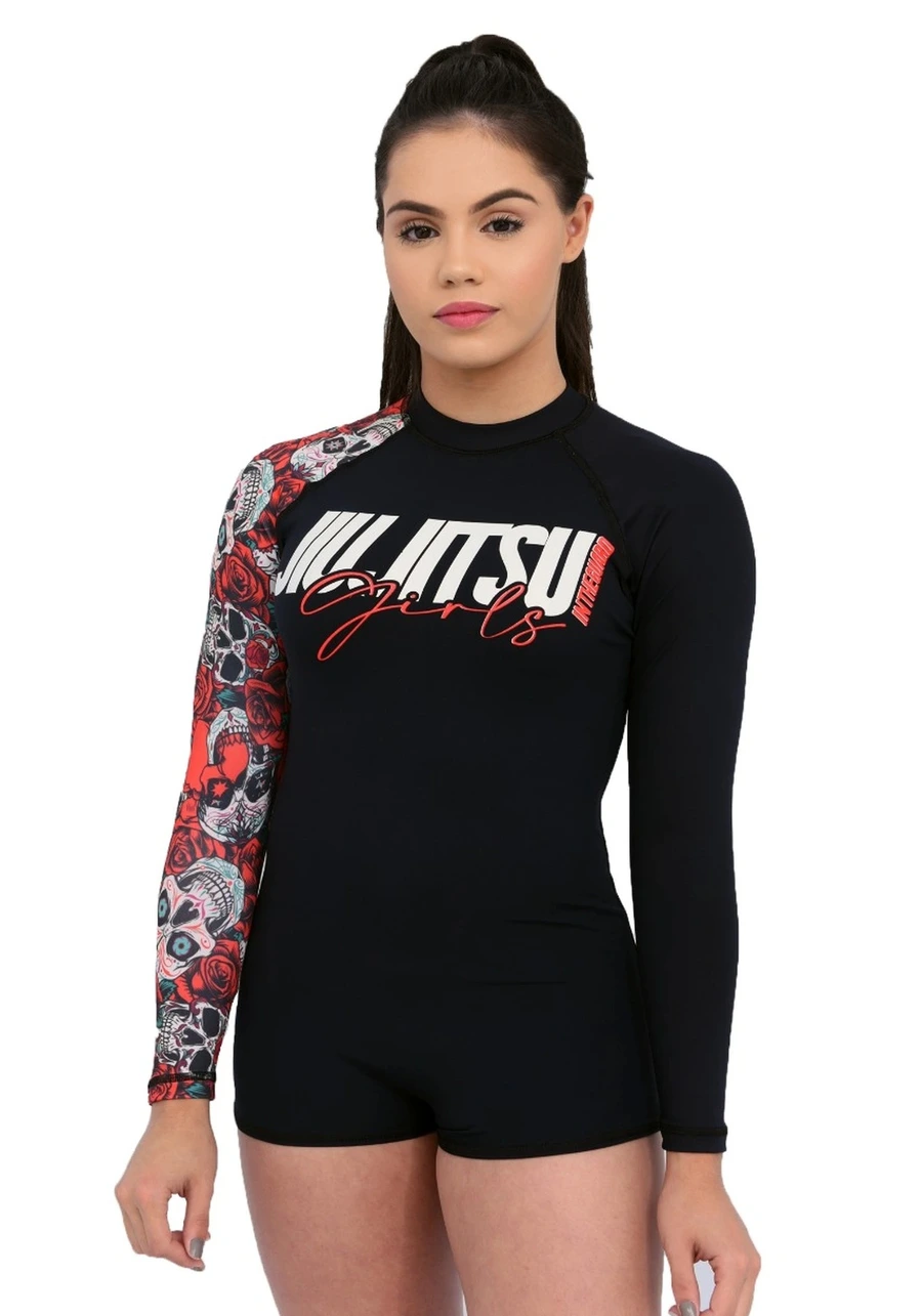 Body Feminino Jiu-Jitsu Red Skull