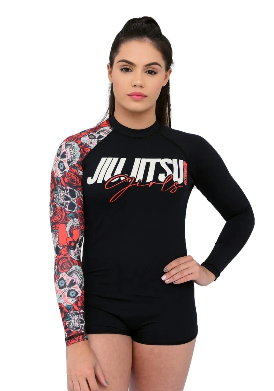 Body Feminino Jiu-Jitsu Red Skull
