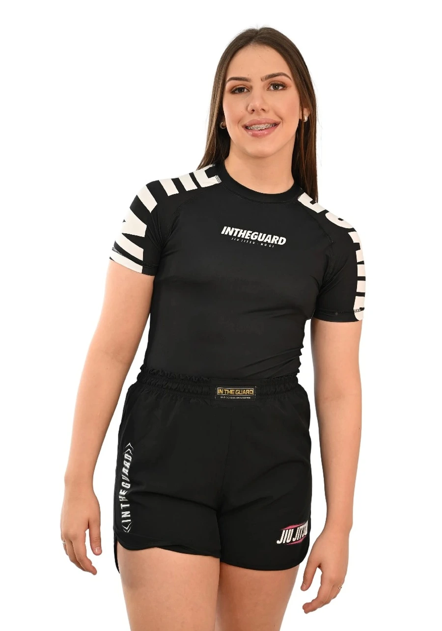 Rash Guard Feminina Cores Faixas Preta