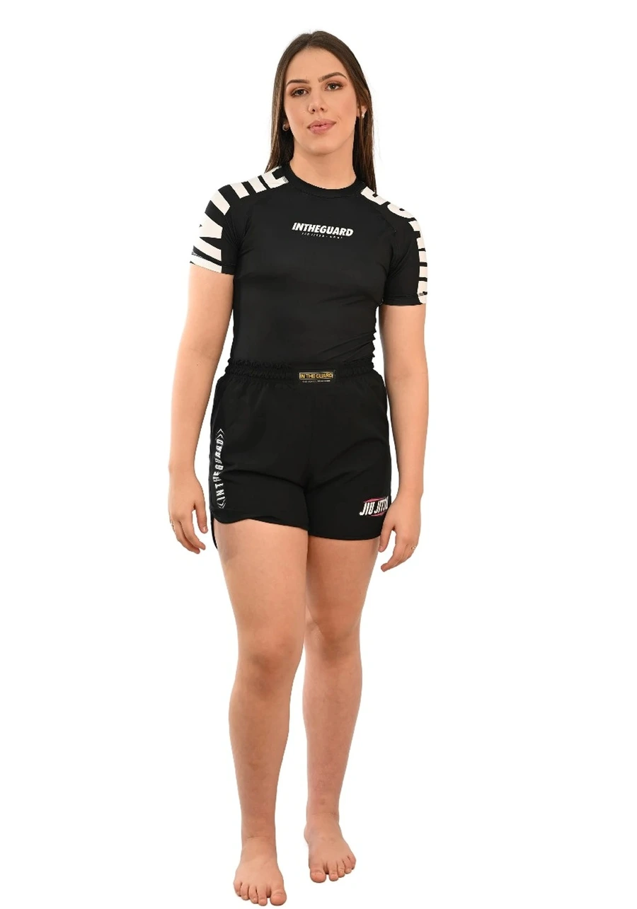 Rash Guard Feminina Cores Faixas Preta