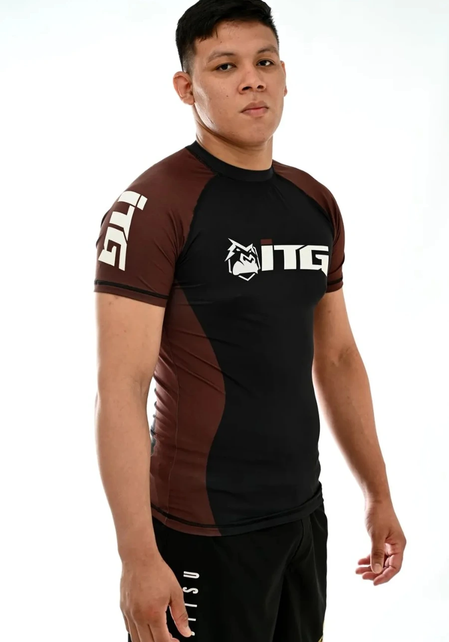 Rash Guard Masculina ITG Manga Curta Marrom