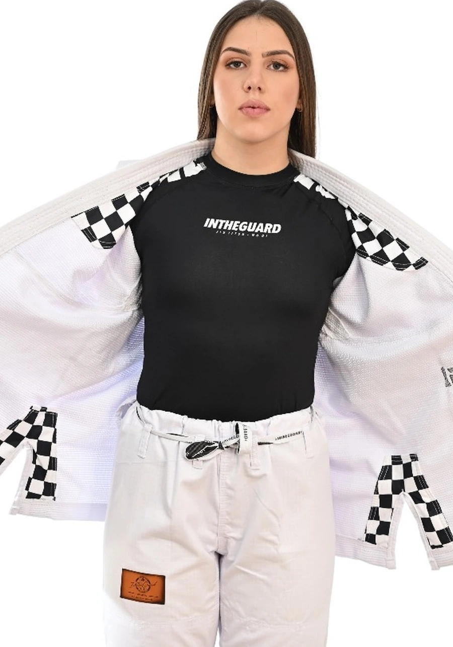 Kimono In The Guard Feminino Xadrez Branco