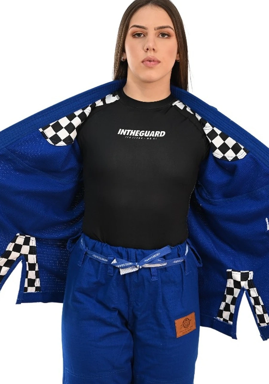 Kimono In The Guard Feminino Xadrez Azul