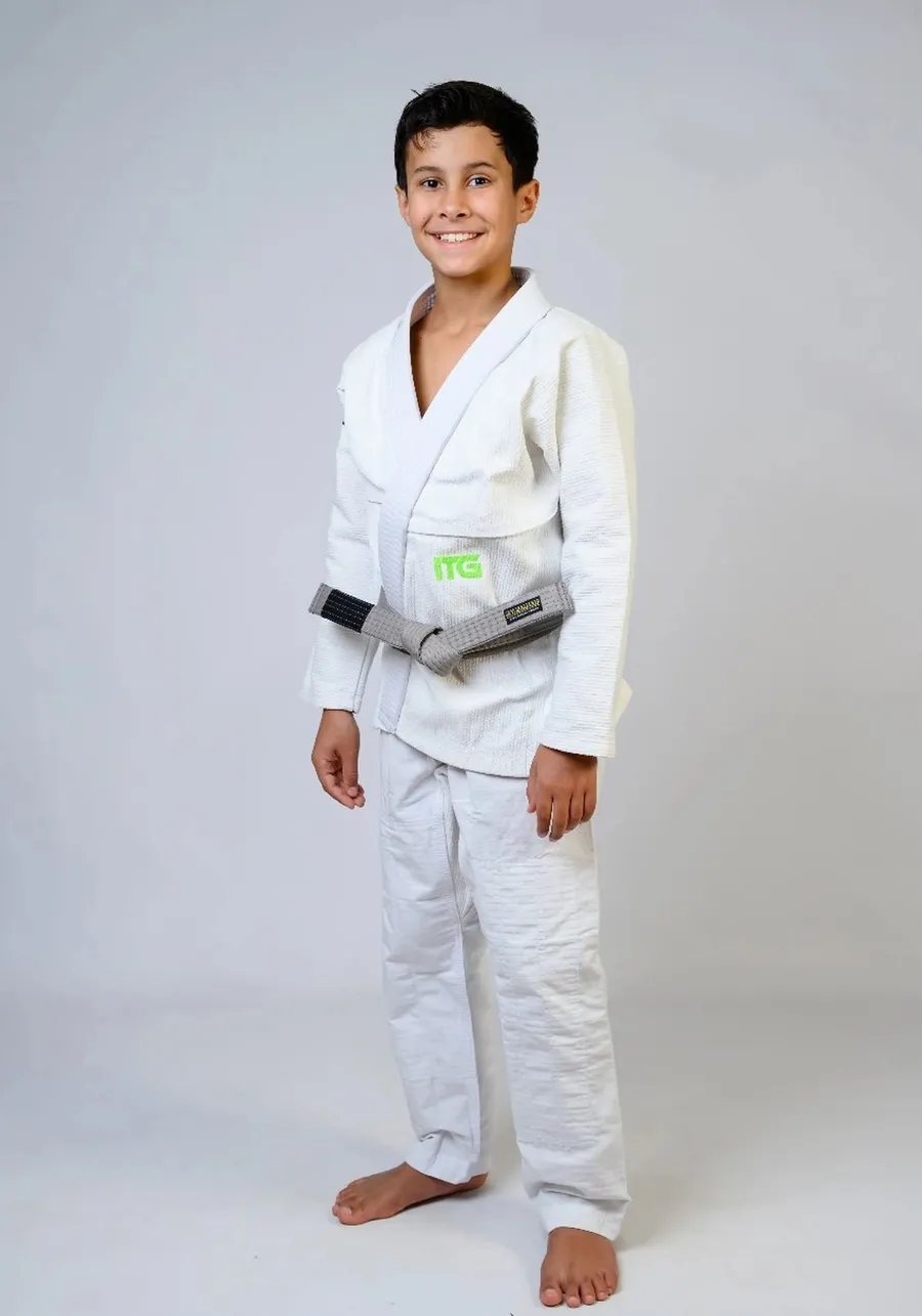 Kimono Infantil In The Guard Green Branco