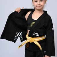 Kimono Infantil Feminino In The Guard Xadrez Preto - imagem 1