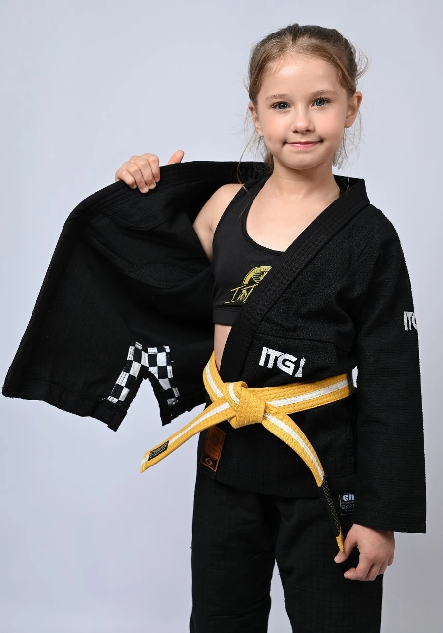 Kimono Infantil Feminino In The Guard Xadrez Preto