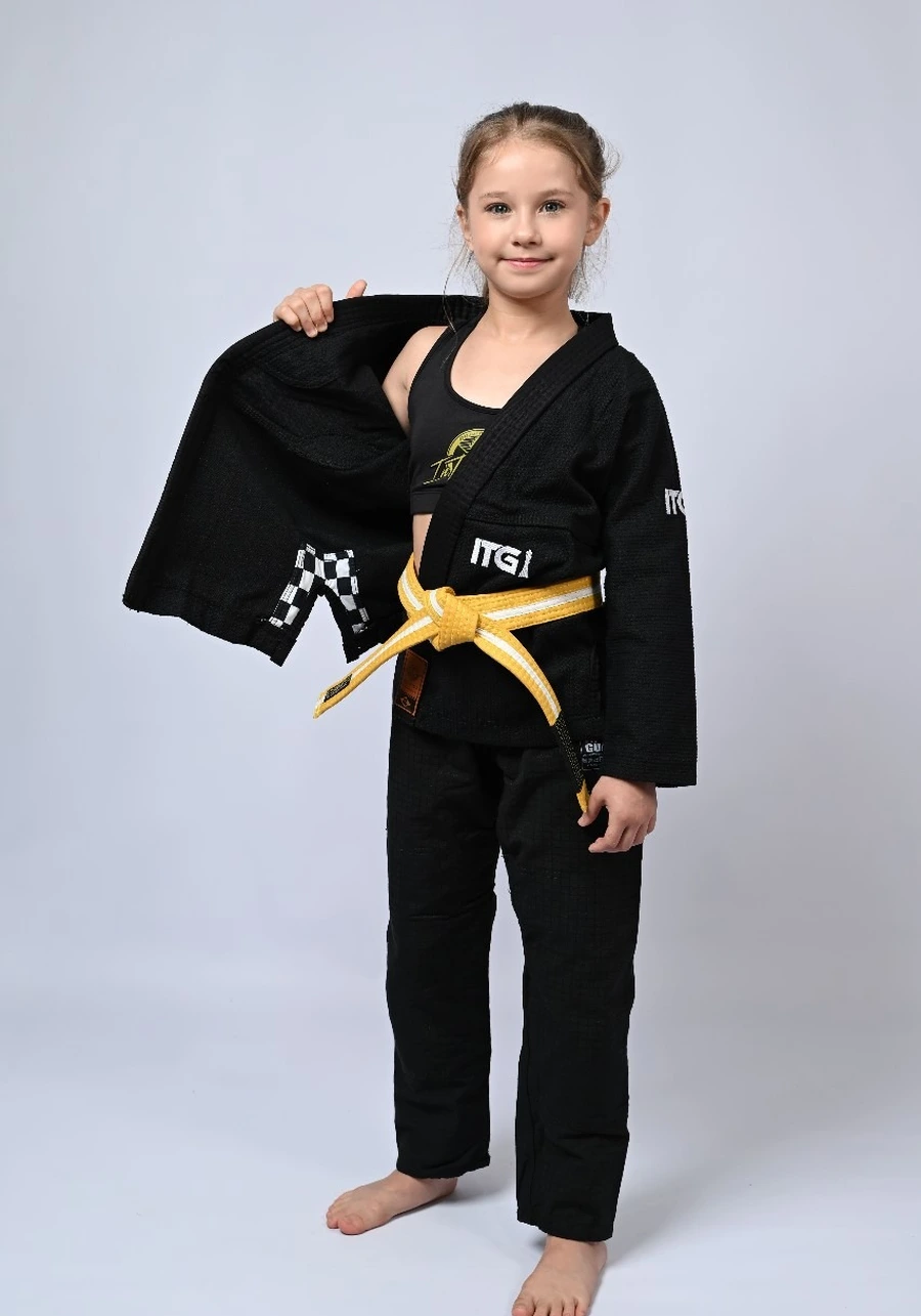 Kimono Infantil Feminino In The Guard Xadrez Preto