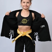 Kimono Infantil Feminino In The Guard Xadrez Preto - imagem 6
