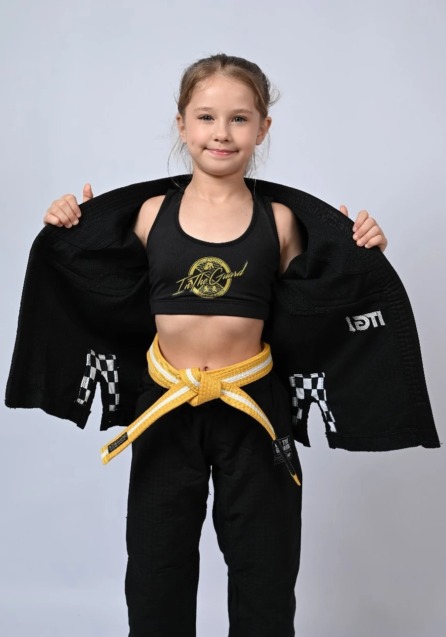 Kimono Infantil Feminino In The Guard Xadrez Preto