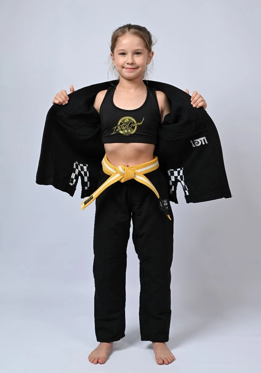 Kimono Infantil Feminino In The Guard Xadrez Preto