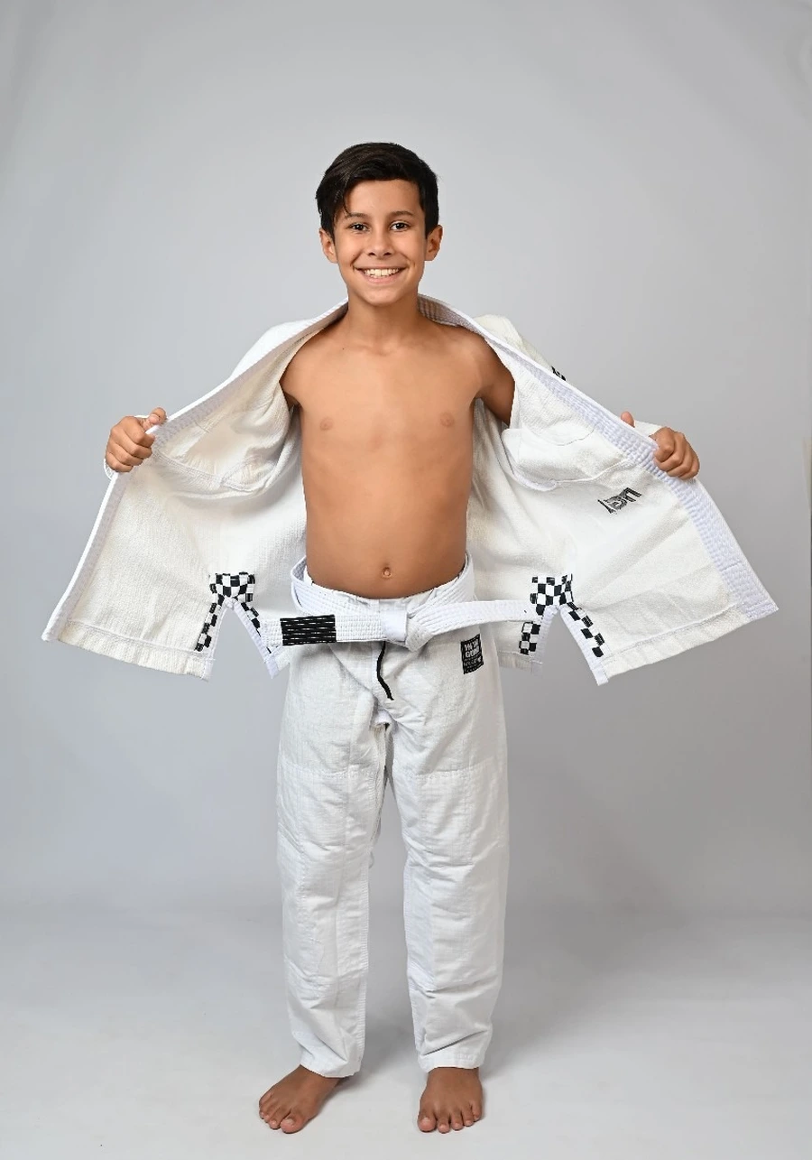Kimono Infantil In The Guard Xadrez Branco