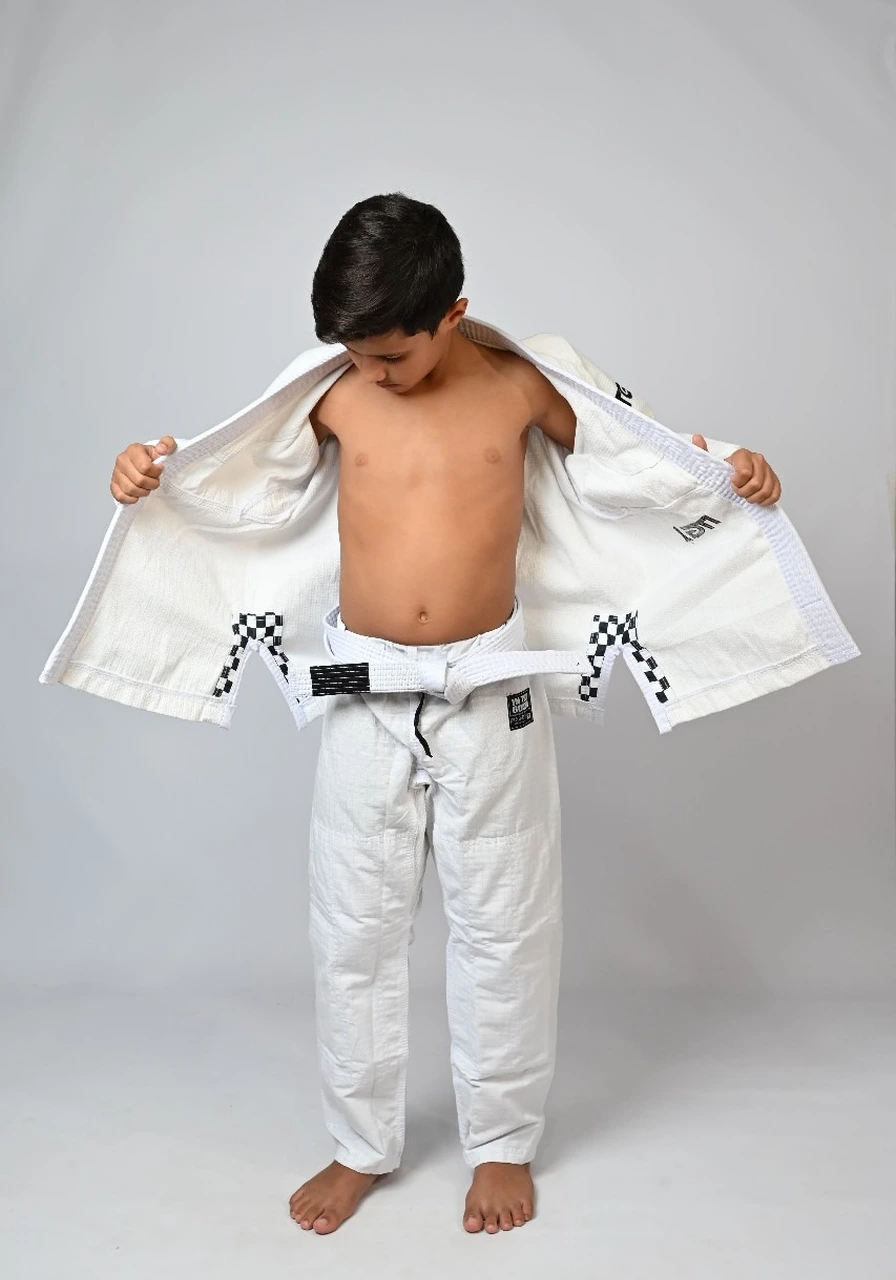 Kimono Infantil In The Guard Xadrez Branco