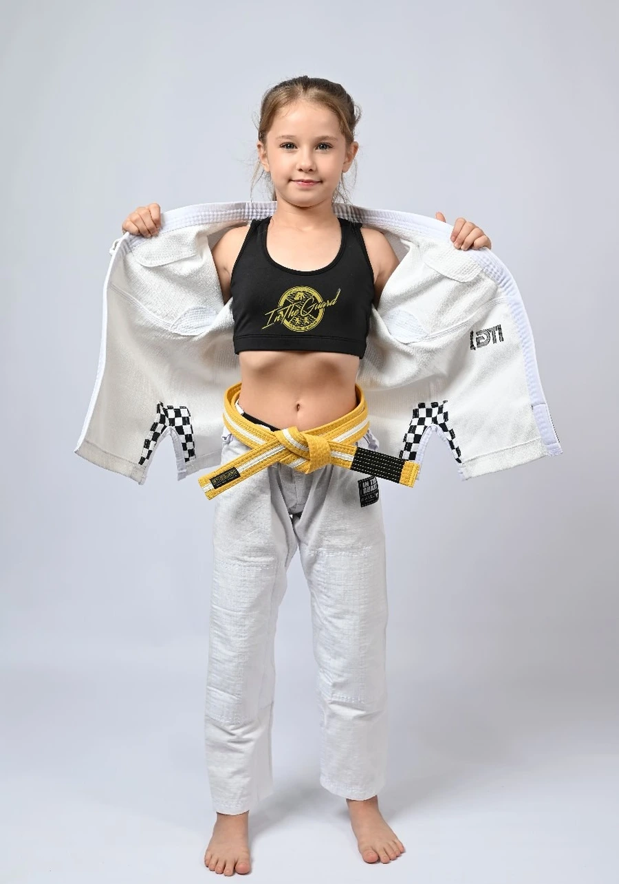 Kimono Infantil Feminino In The Guard Xadrez Branco
