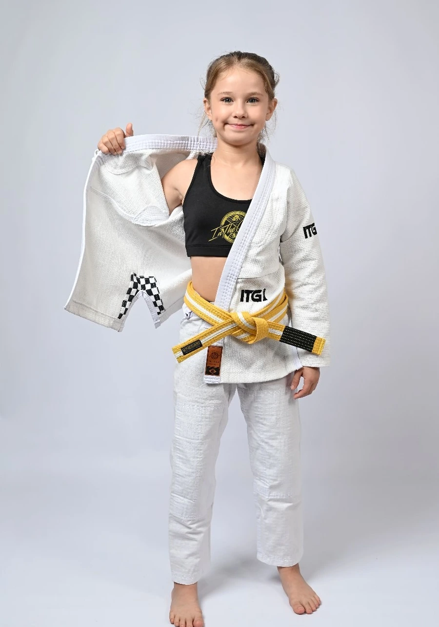 Kimono Infantil Feminino In The Guard Xadrez Branco
