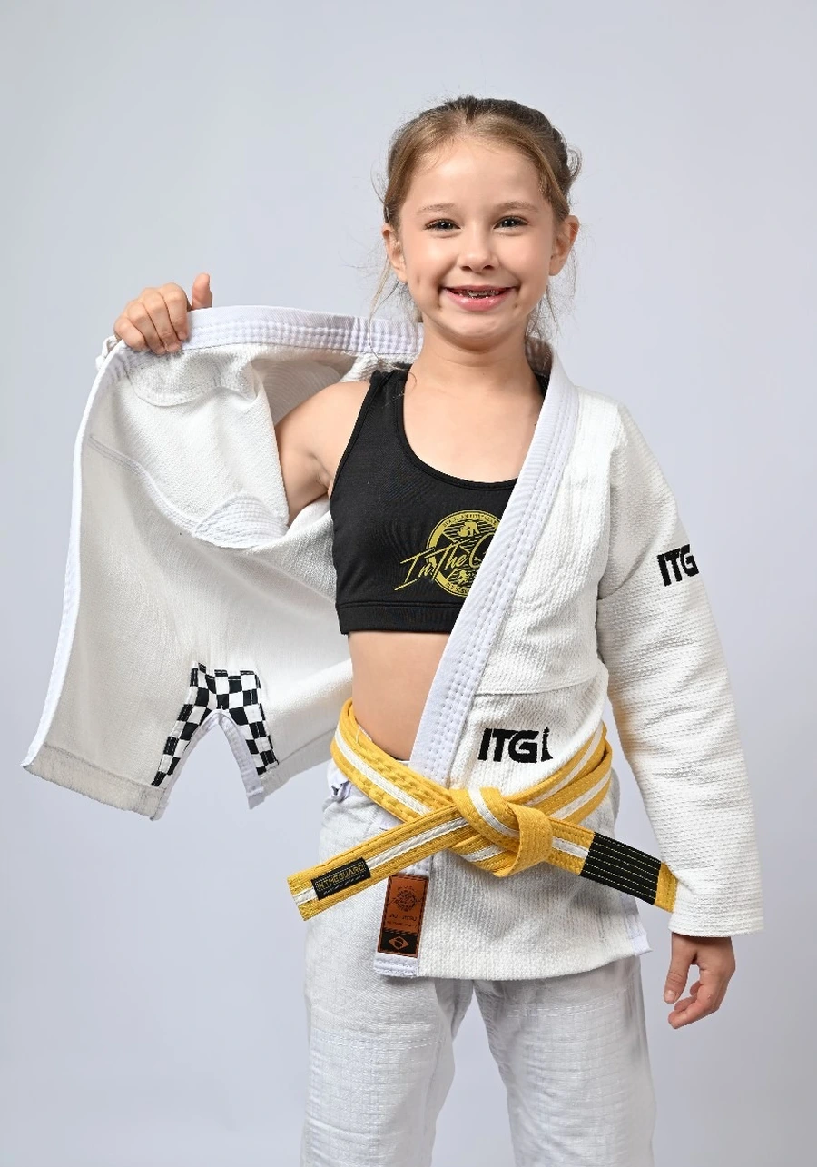 Kimono Infantil Feminino In The Guard Xadrez Branco