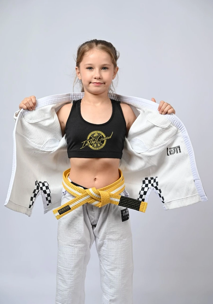 Kimono Infantil Feminino In The Guard Xadrez Branco