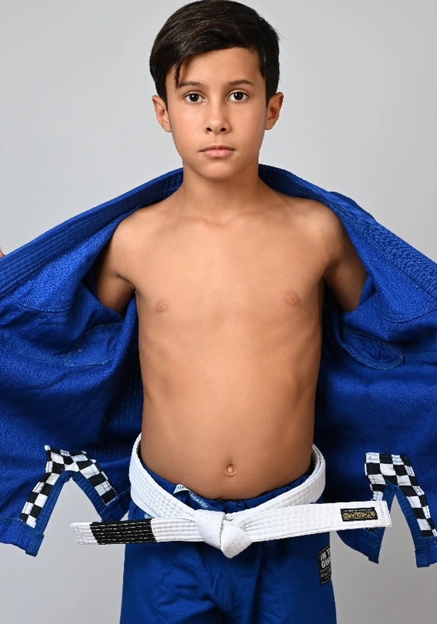 Kimono Infantil In The Guard Xadrez Azul