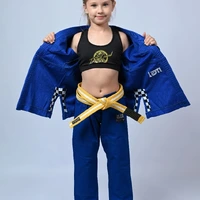 Kimono Infantil Feminino In The Guard Xadrez Azul - imagem 5
