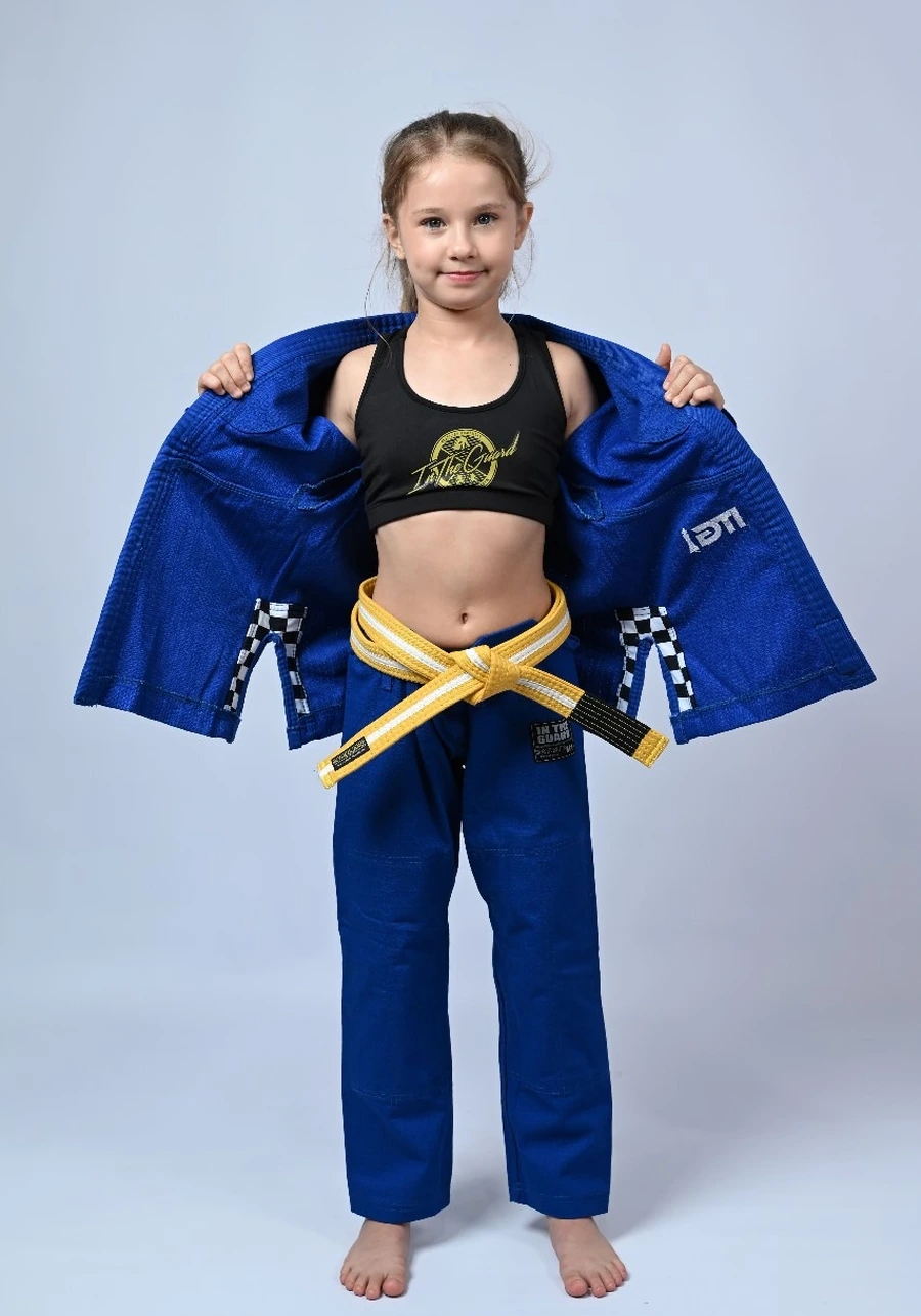 Kimono Infantil Feminino In The Guard Xadrez Azul