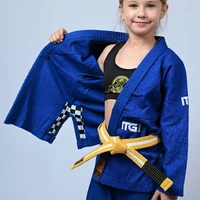 Kimono Infantil Feminino In The Guard Xadrez Azul - imagem 1
