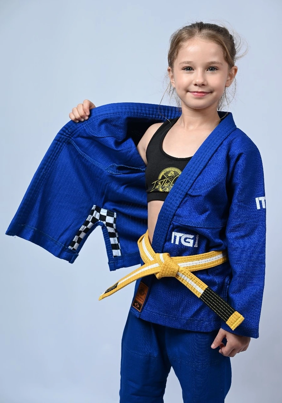 Kimono Infantil Feminino In The Guard Xadrez Azul