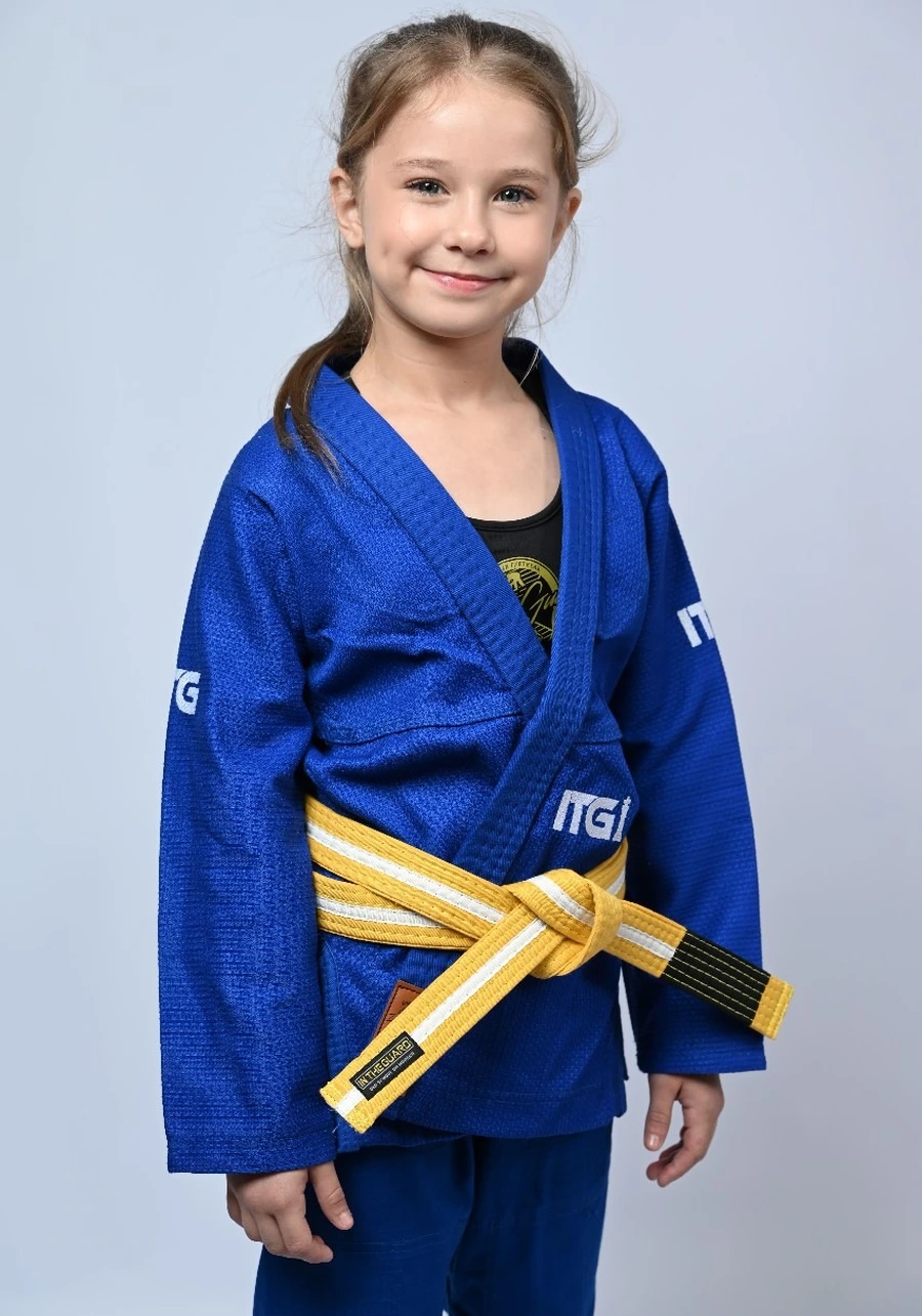 Kimono Infantil Feminino In The Guard Xadrez Azul