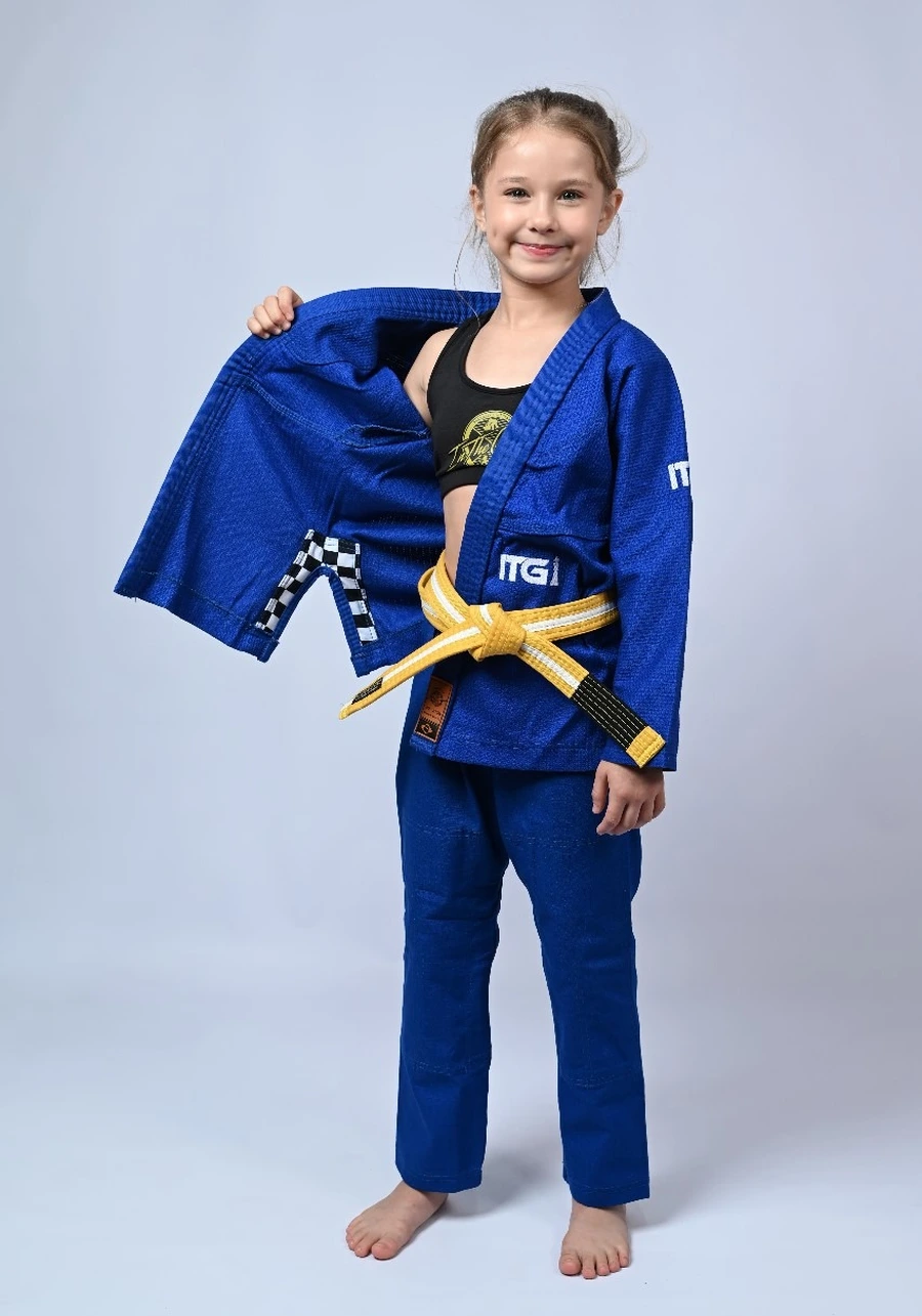 Kimono Infantil Feminino In The Guard Xadrez Azul