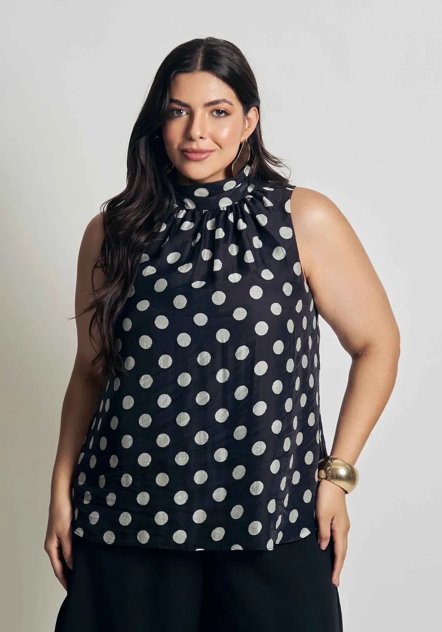 BLUSA POÁ GOLA ALTA PRETO
