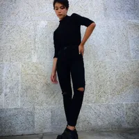 Calça Jeans Feminina Cintura Alta Preta - imagem 2