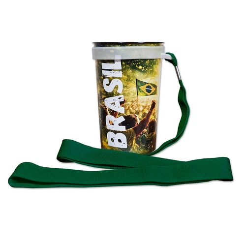 Copo Eco Brasil 400ml + Cordão 20mm X 1,20m com Suporte de Silicone