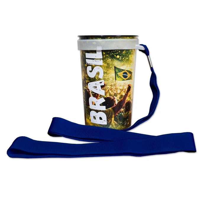 Copo Eco Brasil 400ml + Cordão 20mm X 1,20m com Suporte de Silicone