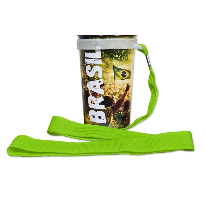 Copo Eco Brasil 400ml + Cordão 20mm X 1,20m com Suporte de Silicone