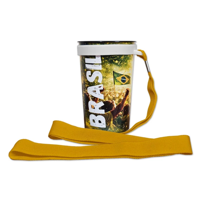 Copo Eco Brasil 400ml + Cordão 20mm X 1,20m com Suporte de Silicone
