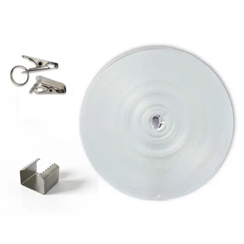 Kit 1 Fita acetinada 50m  + 100 Chapas Dentadas + 100 Clips Jacare