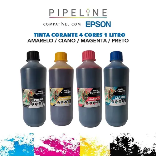 Tinta Corante Pipeline Epson - Kit 4 Cores