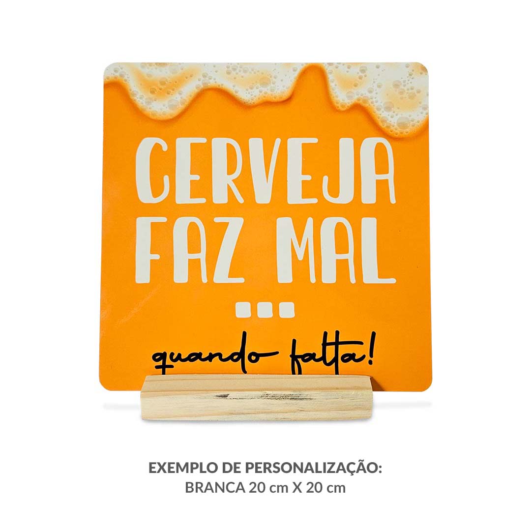 Exemplo de placa branca para sublimação 20x20 cm