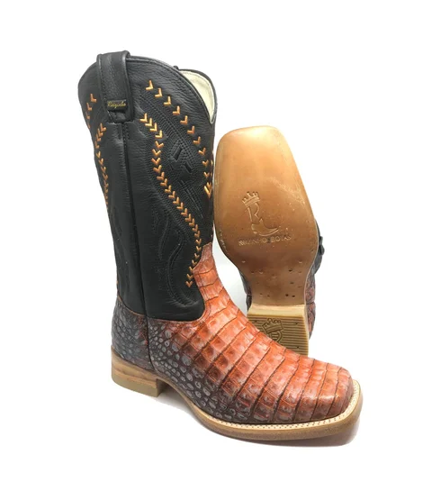 Bota Texana de Couro de Jacaré Darkness Orange Limited Edition | Linha Premium | Reizinho Botas