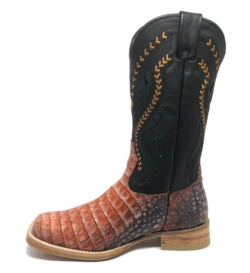 Bota Texana de Couro de Jacaré Darkness Orange Limited Edition | Linha Premium | Reizinho Botas