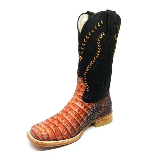 Bota Texana de Couro de Jacaré Darkness Orange Limited Edition | Linha Premium | Reizinho Botas
