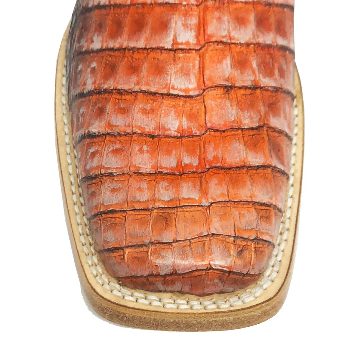 Bota Texana em Couro de Jacaré Darkness Orange | Reizinho Premium