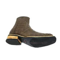 Bota De Couro De Jacaré Tabaco - Cano Curto, Bico Quadrado, Solado X-Flex Artesanal - imagem 5