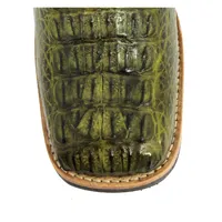 Bota de Couro de Jacaré Verde Musgo - Cano Curto, Bico Quadrado, Solado C-Flex Artesanal - imagem 6