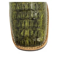 Bota de Couro de Jacaré Verde Musgo - Cano Curto, Bico Quadrado, Solado C-Flex Artesanal - imagem 6