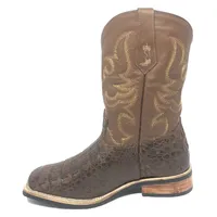 Bota Texana Reizinho Premium de Couro Legítimo de Jacaré Tabaco - Cano Médio, Bico Quadrado - Solado X-Flex Artesanal - imagem 2