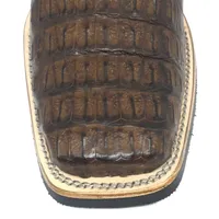 Bota Texana Reizinho Premium de Couro Legítimo de Jacaré Tabaco - Cano Médio, Bico Quadrado - Solado X-Flex Artesanal - imagem 3
