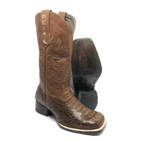 Bota Texana Reizinho Premium de Couro Legítimo de Jacaré Tabaco LIMITED EDITION - Cano Alto, Bico Quadrado - Solado de Couro Artesanal | Reizinho Botas - imagem 1